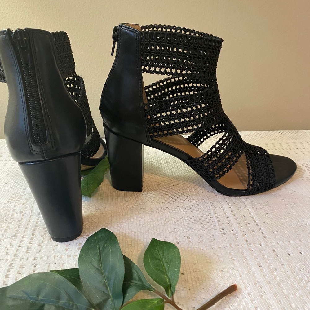 Black mesh heels very sharp